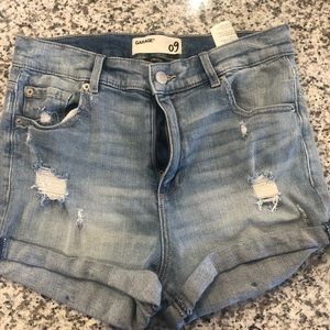 Light wash high rise shorts